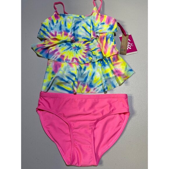 Justice Girls Size M (10 ) Tankini  Two-Piece Swimsuit Set Tie-Dye Top - Picture 1 of 12